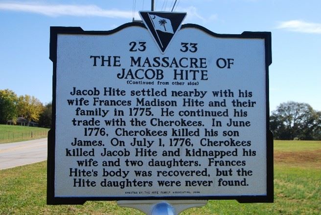 Massacre of Jacob Hite Plaque